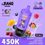 Bang Leader, 450 000 caladas, sabores: arándano, frambuesa, mezcla de frutos del bosque, cereza de California, maracuyá y mango