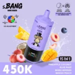 Bang Leader 450 000 caladas: combinación de sabores de piña, coco, Blue Razz, frutos del bosque, mango y melocotón