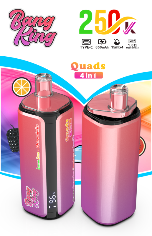 Bang King 250 000 caladas 4 en 1: limón, lima, sandía, hielo, hielo negro, fruta del dragón, fresa, Love 66 — 100vaping