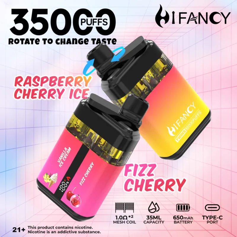 HIFANCY TWINS 35 000 caladas, expositor de 2 vaporizadores desechables - 100vaping