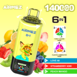 Airmez FOX 6 en 1, 140 000 caladas, sabor 7: Fresa helada, Limonada rosa, Bingo Crush