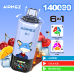 Airmez FOX 6 en 1, 140 000 caladas, sabor 8: Love 66, fresa y kiwi, melocotón y mango