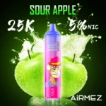 Airmez Tornado 25 000 caladas, sabor a manzana ácida - Vape desechable 100vaping