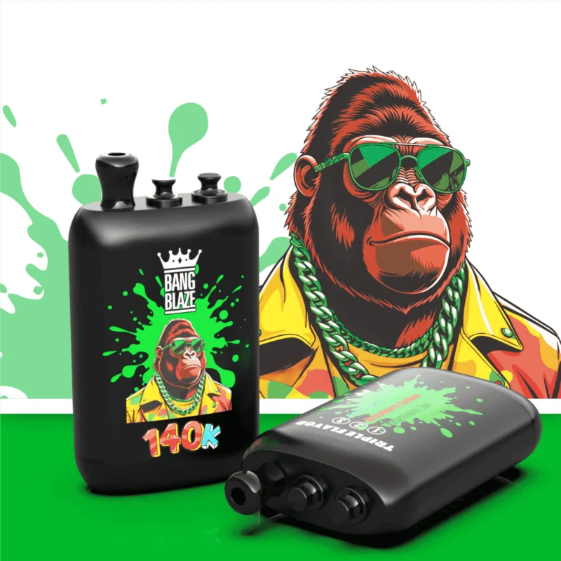 Vaporizador desechable Bang Blaze de 140 000 caladas, 3 en 1, con sabor a sandía helada, fresa, lichi y ositos de goma - 100vaping