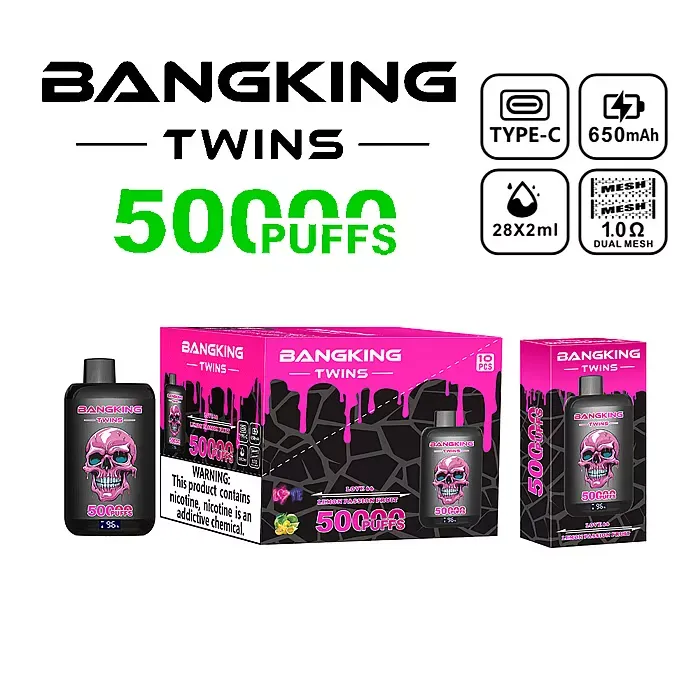 Vape desechable Bang King Twins de 50 000 caladas con sabor a Love 66 y limón y maracuyá - 100vaping