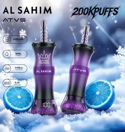 Vaporizador desechable ATVS AL SAHIM de 200 000 caladas con sabor a limonada Blue Razz - 100vaping