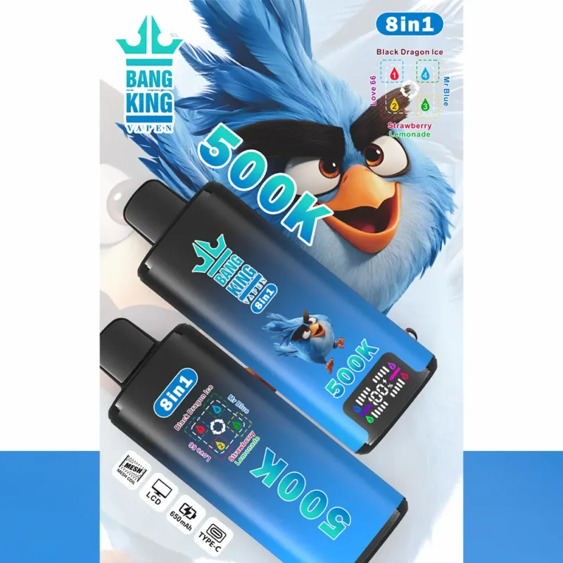 Vaporizador desechable Bang King de 500 000 caladas, 8 en 1, Black Dragon, Ice Love 66, Mr Blue, sabor a limonada de fresa - 100vaping