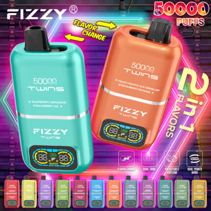 Fizzy Twins 50 000 (50K) caladas, doble sabor, pantalla LCD. Imagen principal - 100vaping