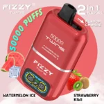 Vape desechable Fizzy Twins 50 000 (50K) caladas, sabor a sandía helada y fresa-kiwi - 100vaping
