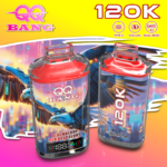 Vaporizador desechable QQ Bang de 120 000 caladas con sabor a frambuesa y mora, color rojo arándano - 100vaping