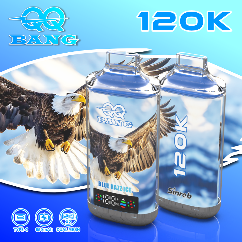 100vaping-qq-bang-120k-disposable-vape-led-display-flavor-blue-razz-ice QQ Bang 120K Puffs Blue Razz Ice Flavor Disposable Vape - 100vaping