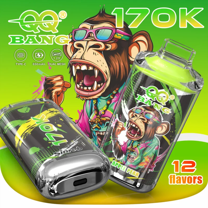 Vapeador desechable QQ Bang de 170 000 caladas con sabor a manzana y pera - 100vaping