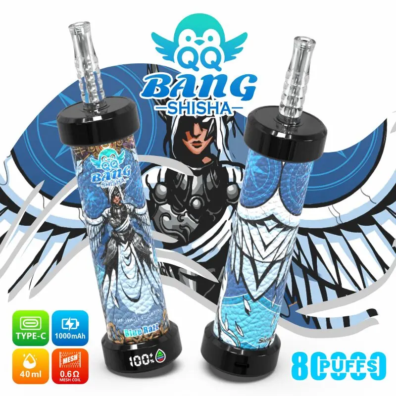 QQ Bang Shisha: vaporizador desechable con sabor a Blue Razz y 80 000 caladas - 100vaping