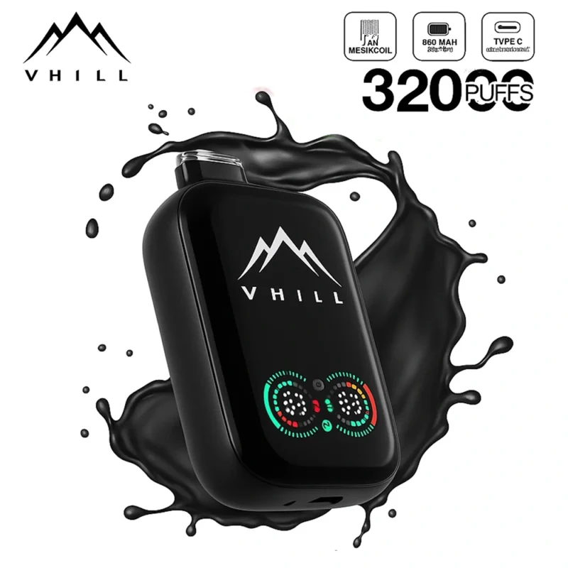 VHILL: vaporizador desechable «Black Dragon Blood» de pantalla completa con 32 000 caladas
