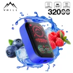 VHILL: vaporizador desechable de pantalla completa con 32 000 caladas, sabor a arándanos y frambuesa helados